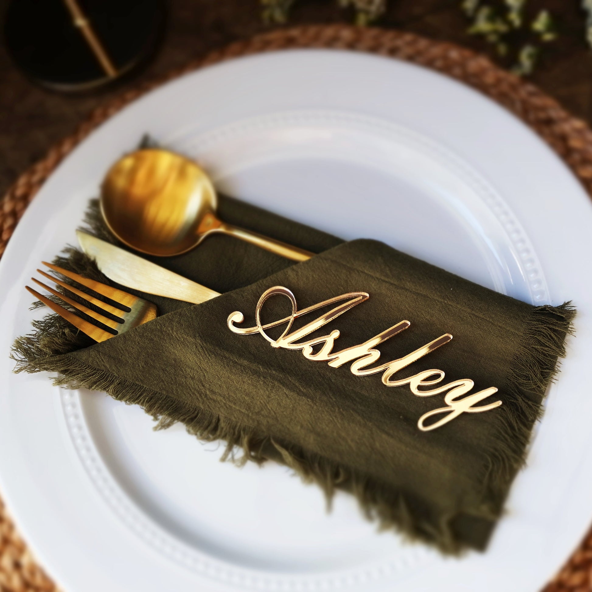gold acrylic wedding name tags name tags wood name card name place cards name cards wedding name place setting wooden names wedding place cards bachelorette party wedding favors  wedding decor  name plate birthday rehersal dinner bridal shower