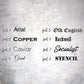 fonts available for engraving arial copper caviar great old english rockwell socialist stencil