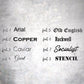 fonts available for engraving arial copper caviar great old english rockwell socialist stencil